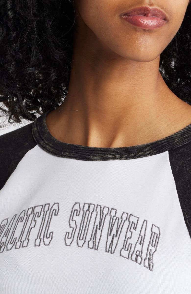 PacSun Arch Washed Raw Edge Cotton T-Shirt, Alternate, color, White/Washed Black