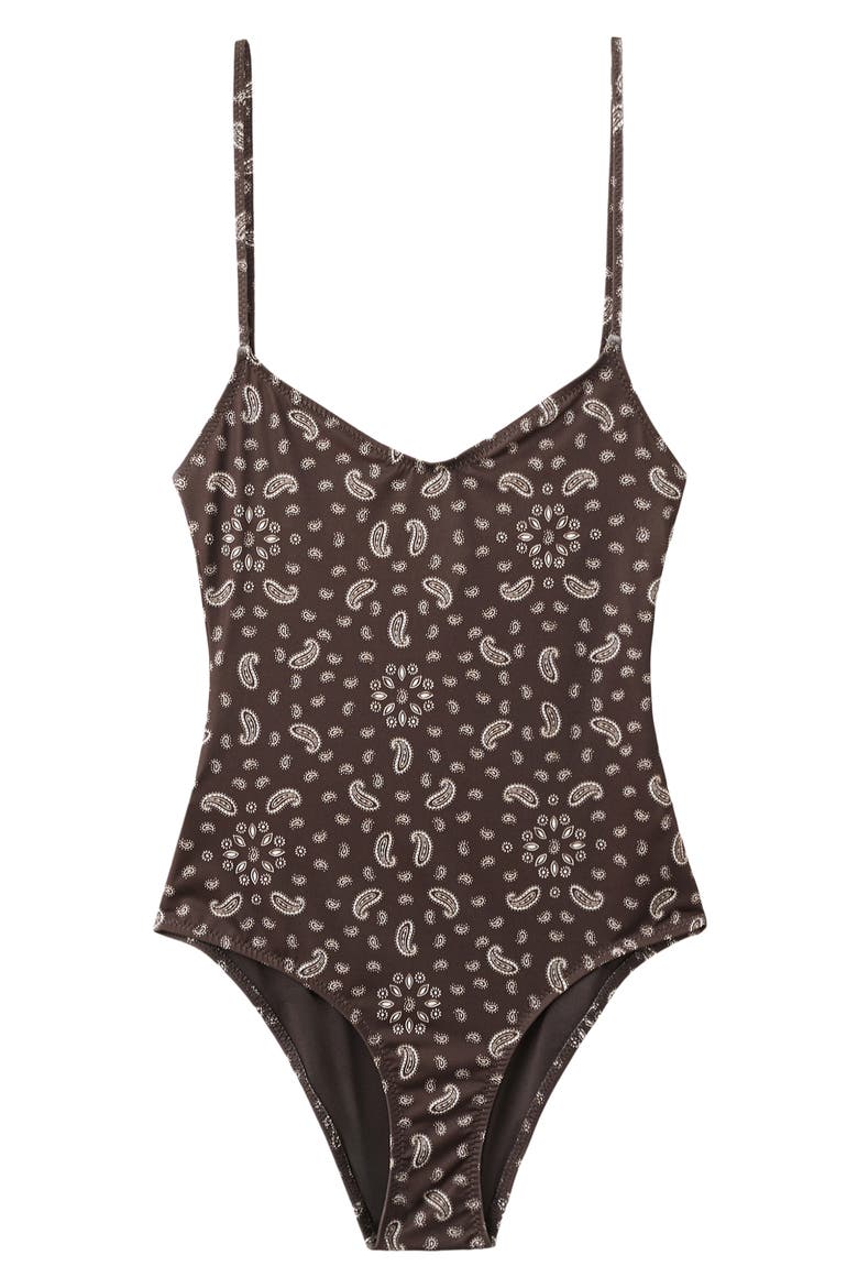 Paisley One-Piece Swimsuit, Main, color, BROWN