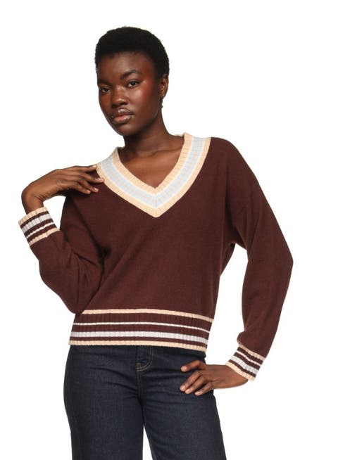 Stitchy Trim V-Neck Sweater