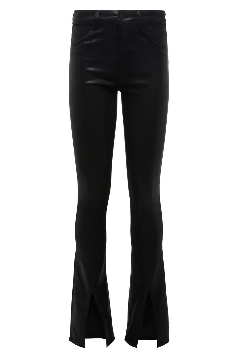 Beatrix Coated Slit Leg Bootcut Jeans, Alternate, color, NOIR COATED