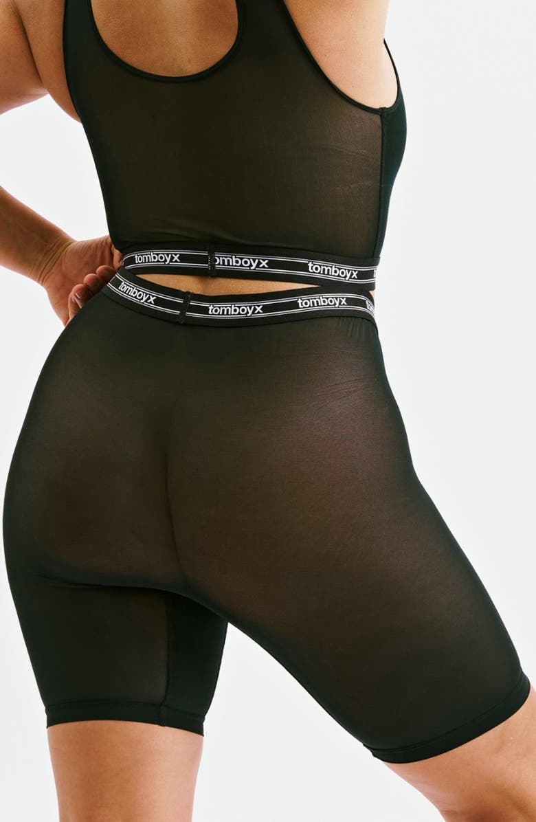 TomboyX Powermesh 9-Inch Bower Briefs, Alternate, color, Black