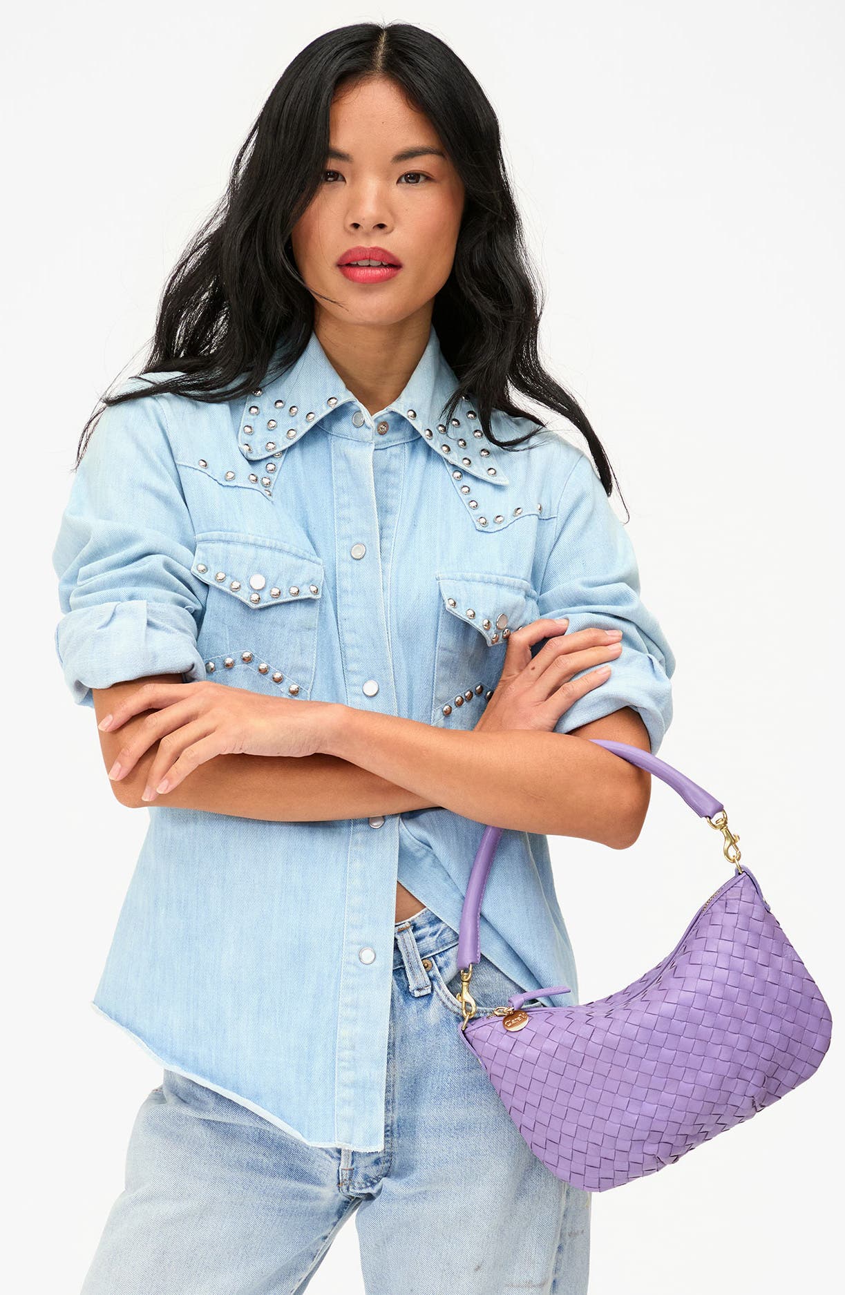 Petit Moyen Woven Leather Messenger Bag, Alternate, color, JACARANDA