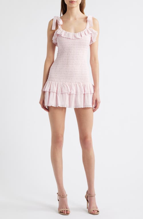 Loveshackfancy Sherina Metallic Ruffle Minidress In Pink