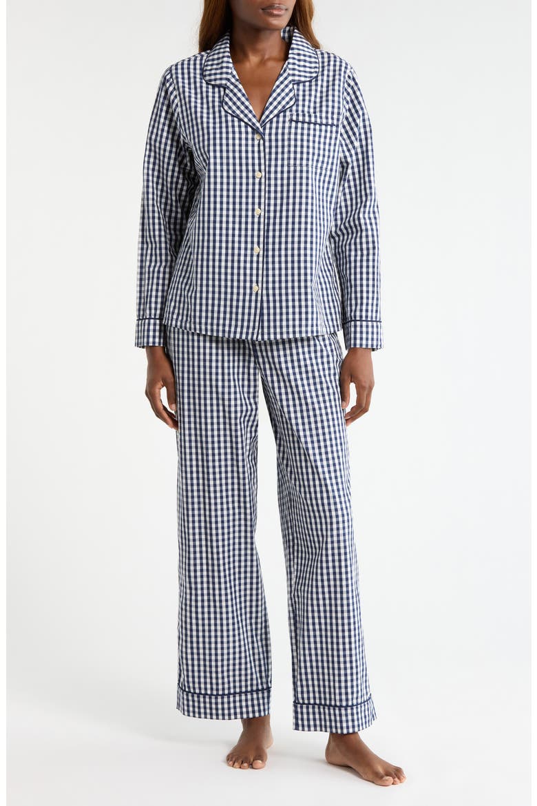 Classic Cotton Pajamas, Main, color, NAVY LAURA GINGHAM