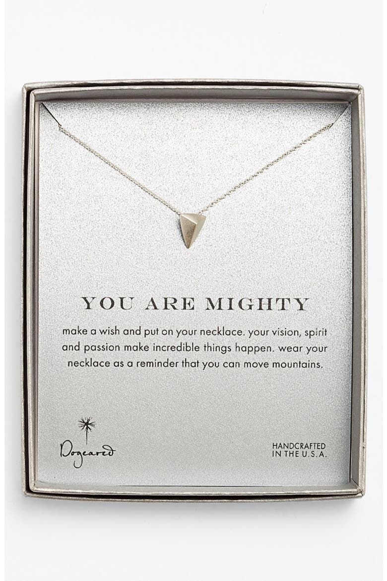 'Reminder - You Are Mighty' Pyramid Pendant Necklace, Alternate, color, STERLING SILVER