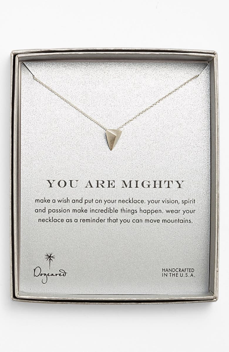 Dogeared 'Reminder - You Are Mighty' Pyramid Pendant Necklace, Alternate, color, 