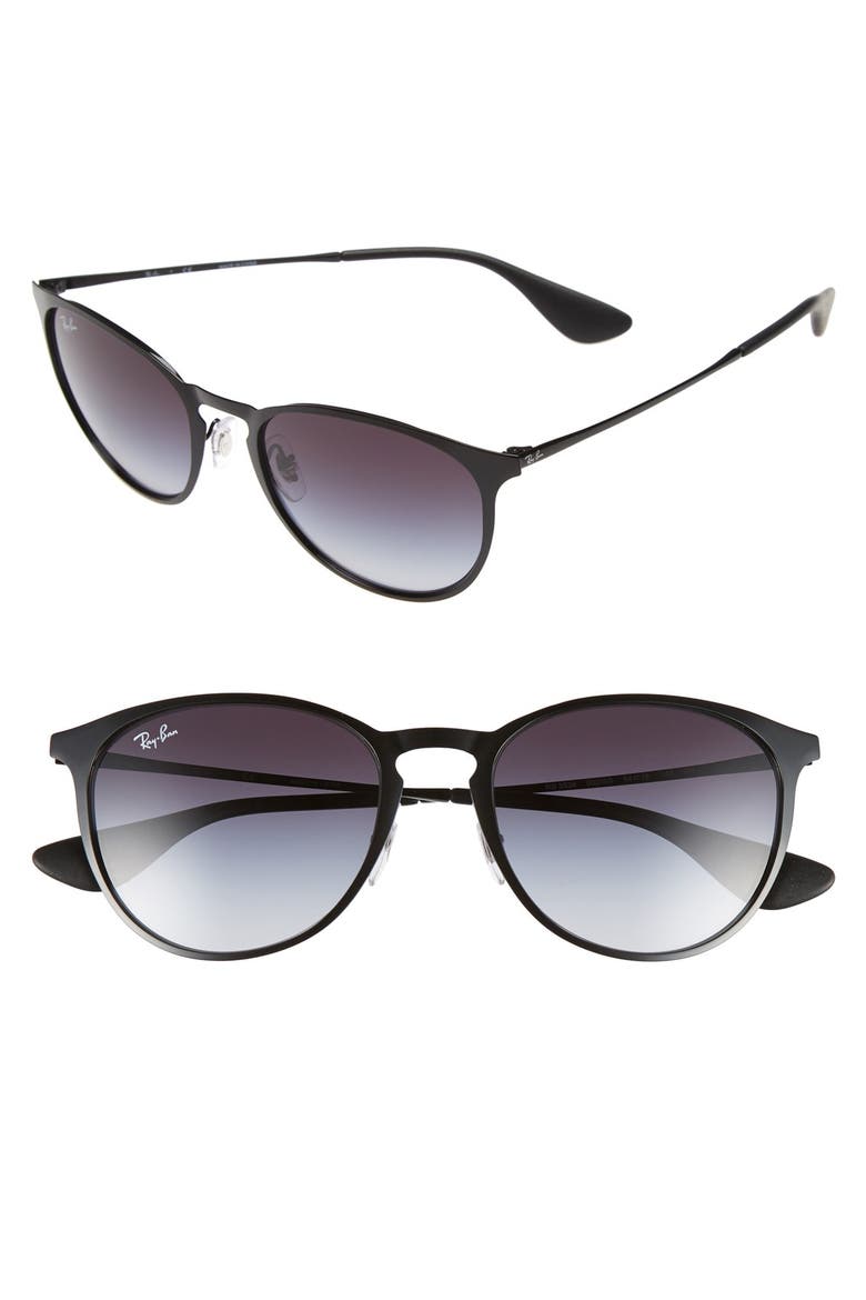 Erika 54mm Round Sunglasses, Main, color, BLACK