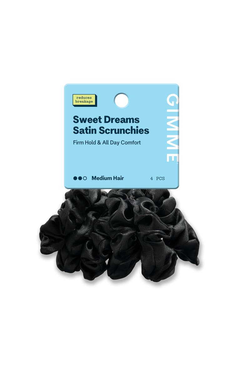 Medium Satin Scunchies, Main, color, Black