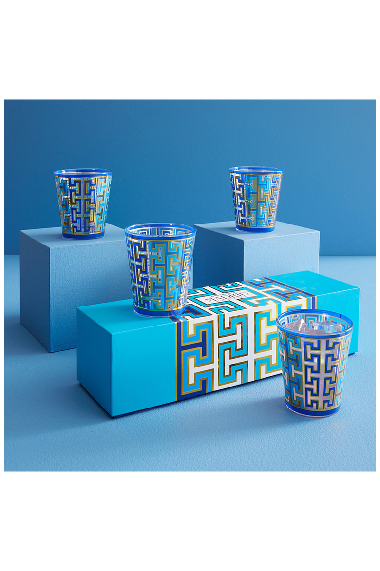 Madrid Glassware Set, Alternate, color, Blue / Gold