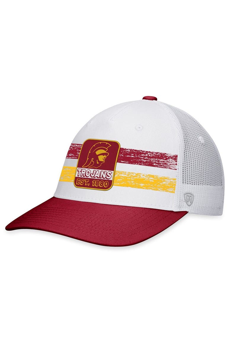 Men's Top of the World White/Cardinal USC Trojans Retro Fade Snapback Hat, Main, color, White