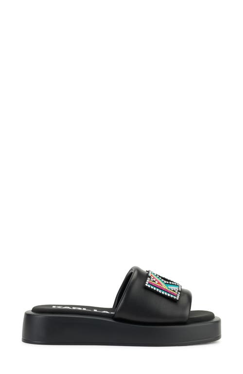 Karl Lagerfeld Opal Womens Leather Slip On Slide Sandals In Black/white