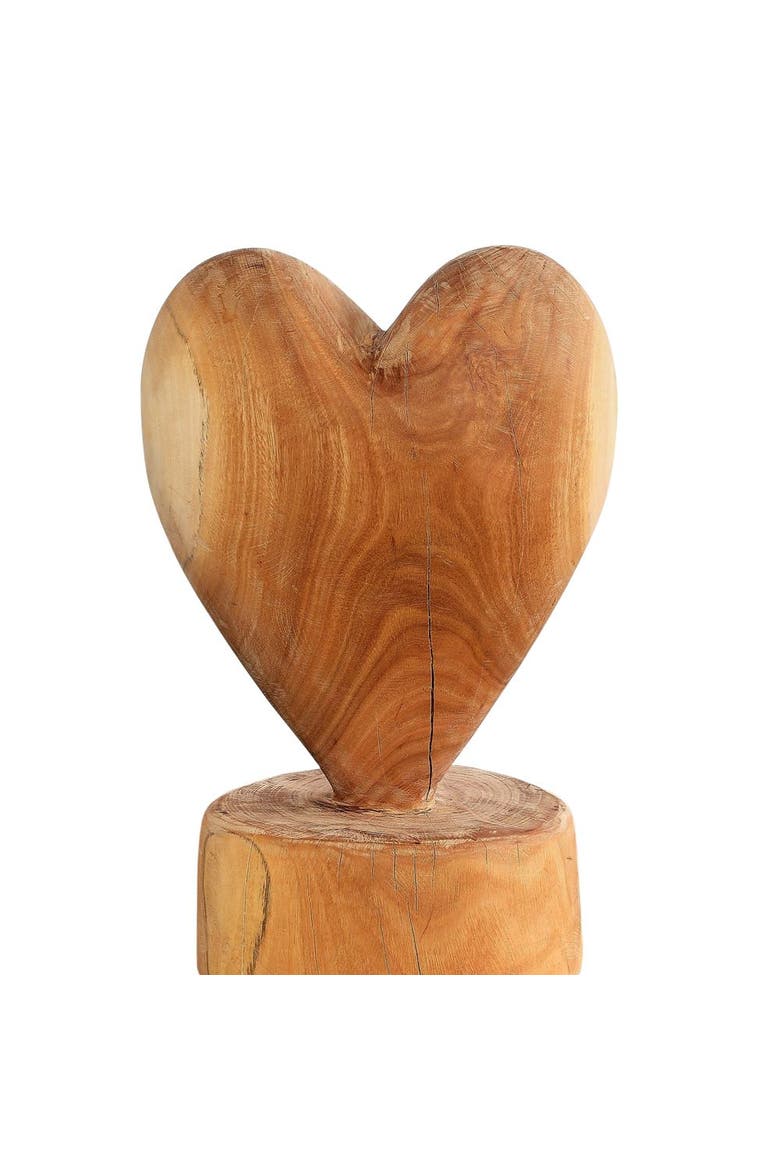 Heart on a Pedestal Eucalyptus Wood Sculpture, Main, color, Natural
