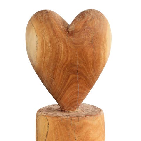 Heart on a Pedestal Eucalyptus Wood Sculpture