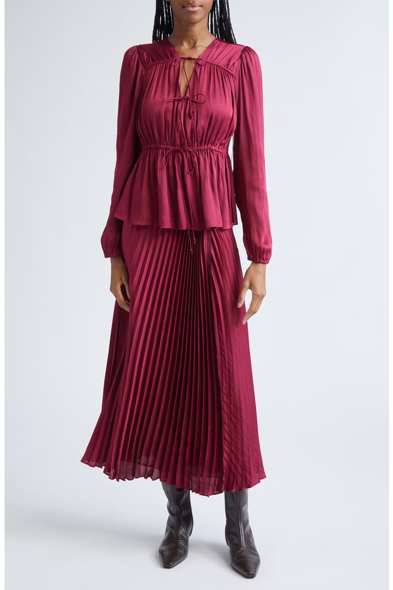 Esmeralda Tie Front Top, Alternate, color, CARMINE