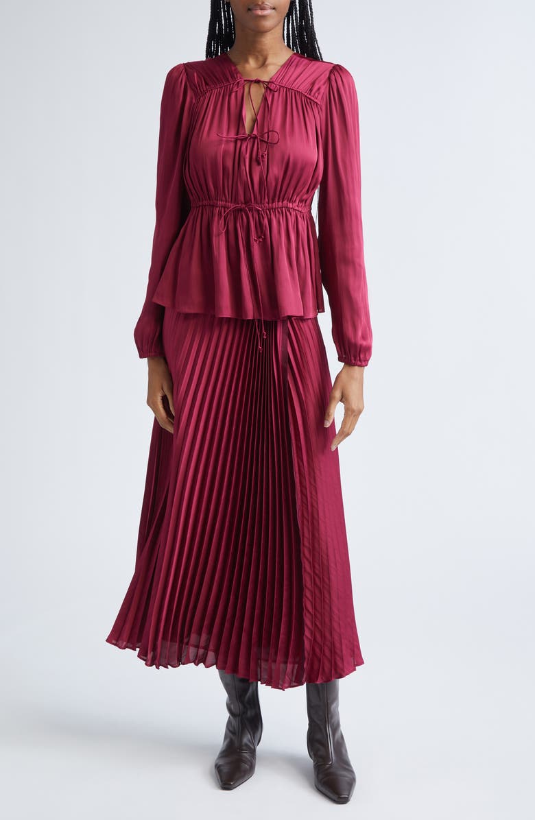 Derek Lam 10 Crosby Esmeralda Tie Front Top, Alternate, color, Carmine