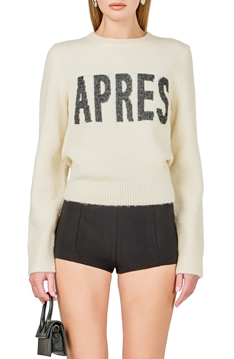 Endless Rose Aprés Crewneck Sweater, Main, color, Ivory