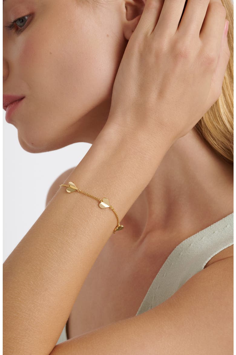 Helena Flutter Heart Station Bracelet, Main, color, METALLIC GOLD