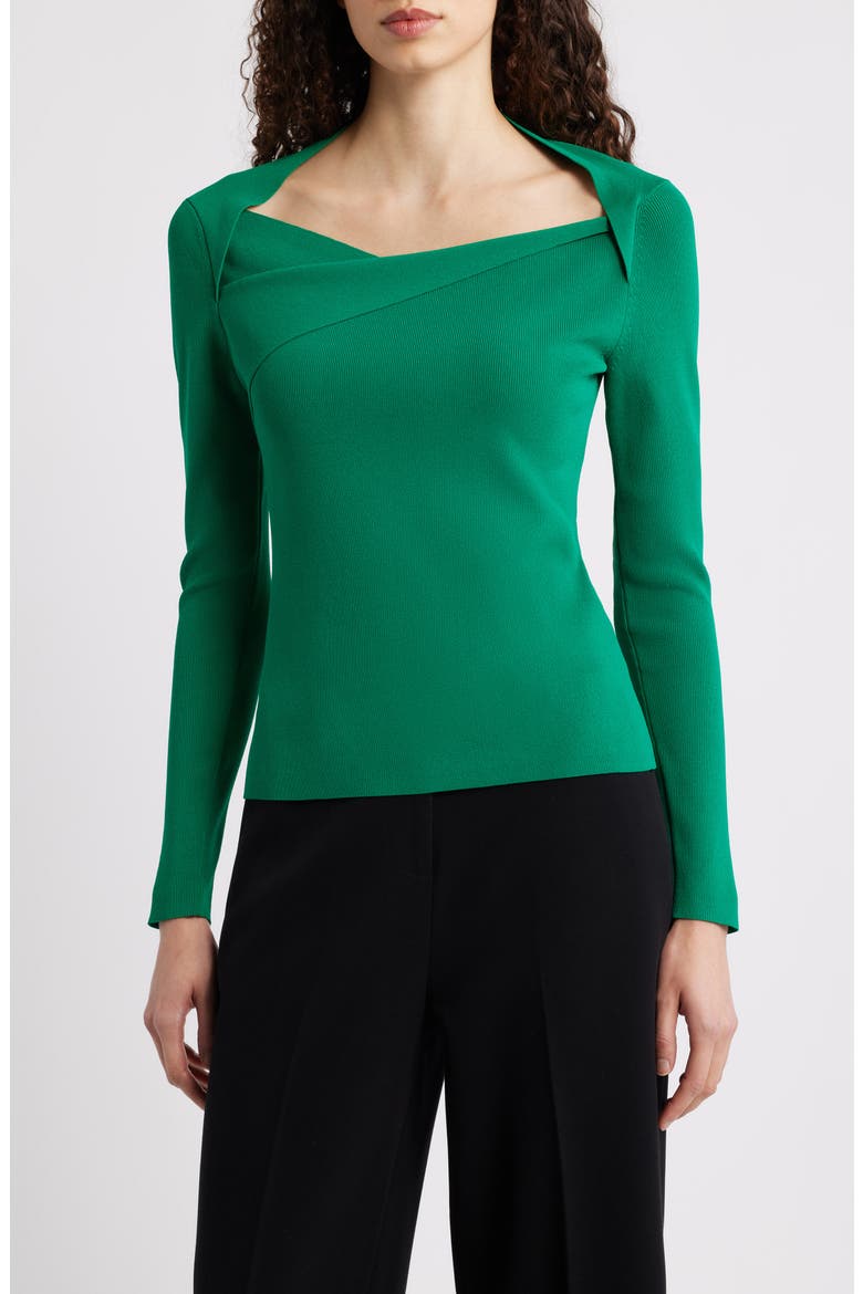 Sunny Queen Anne Neck Top, Main, color, PARROT GREEN