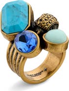 Kurt Geiger London Multicolor Turquoise & Crystal Cocktail Ring