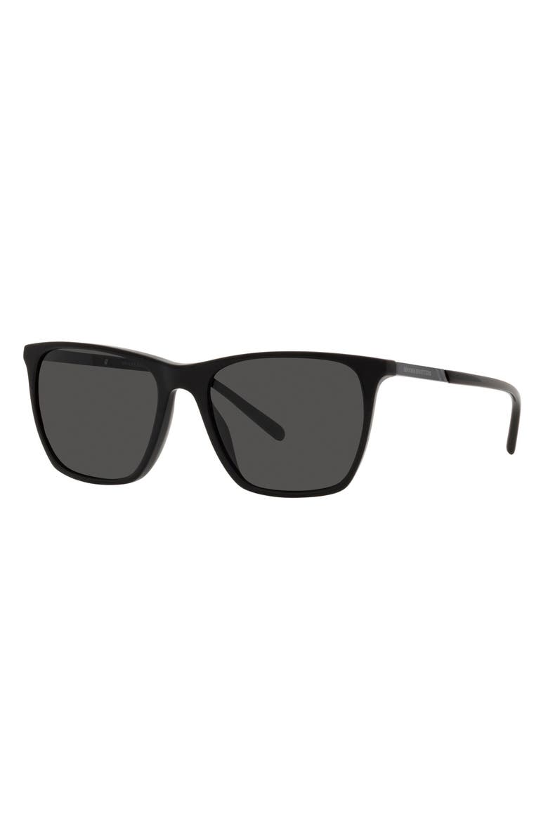 Brooks Brothers 56mm Square Sunglasses, Alternate, color, Black/ Grey