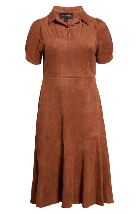 Faux Suede Mermaid Midi Dress