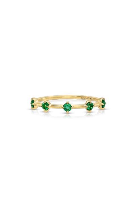Emerald Compass 14k Gold Stack Ring