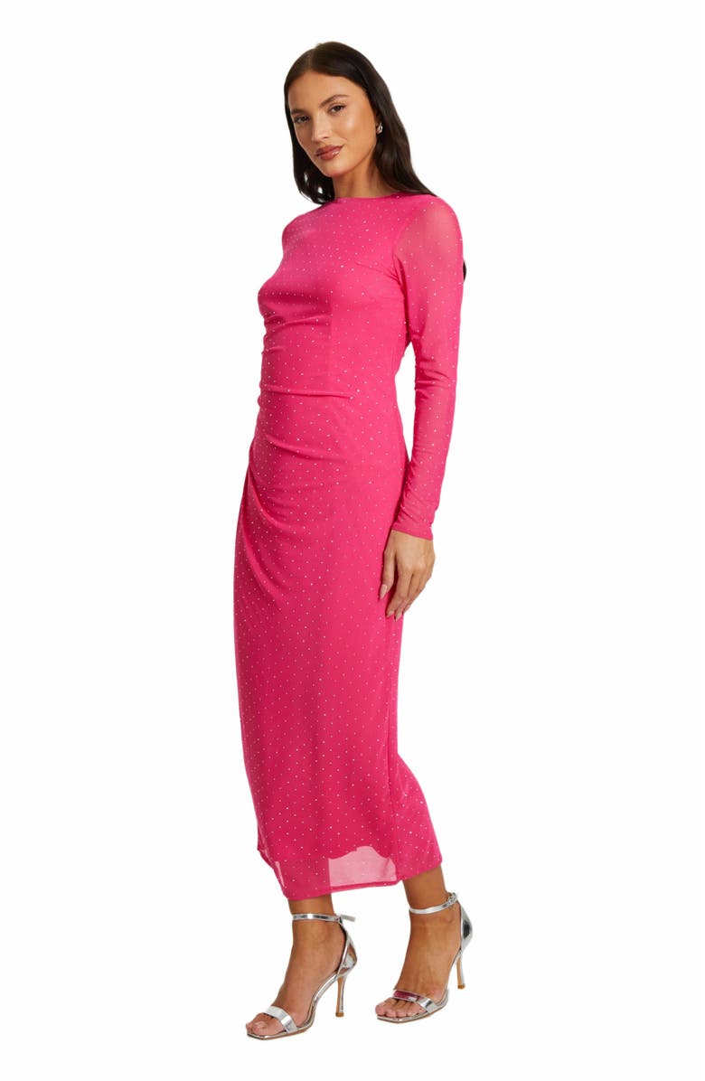 QUIZ Mesh Hotfix Maxi Dress, Alternate, color, 