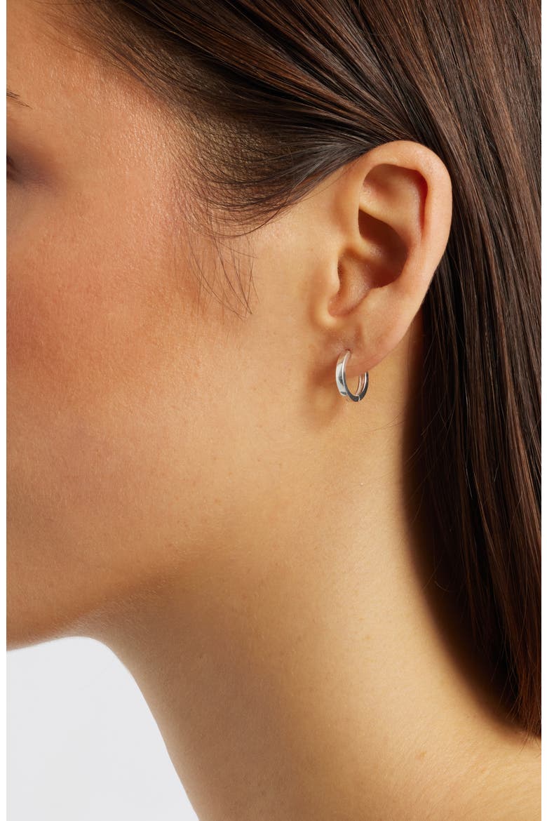 Square Edge Huggie Hoop Earrings, Alternate, color, STERLING SILVER