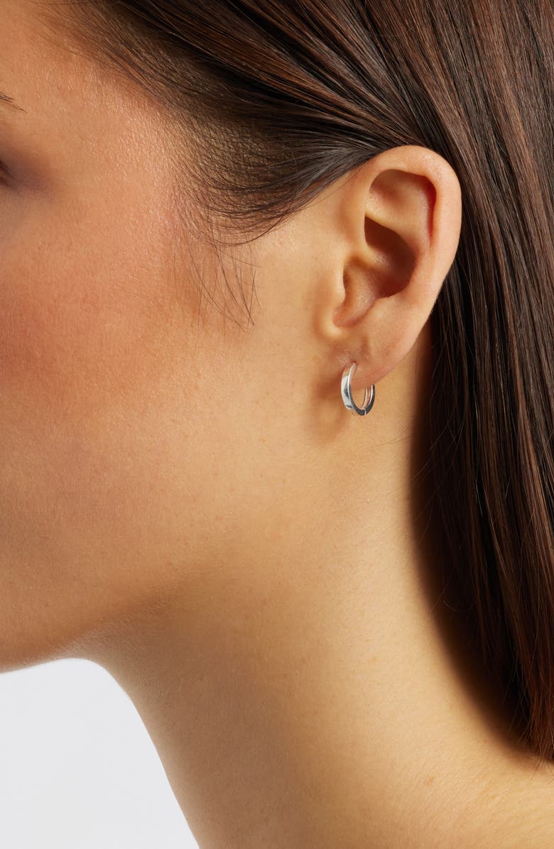 Nashelle Square Edge Huggie Hoop Earrings, Alternate, color, Sterling Silver