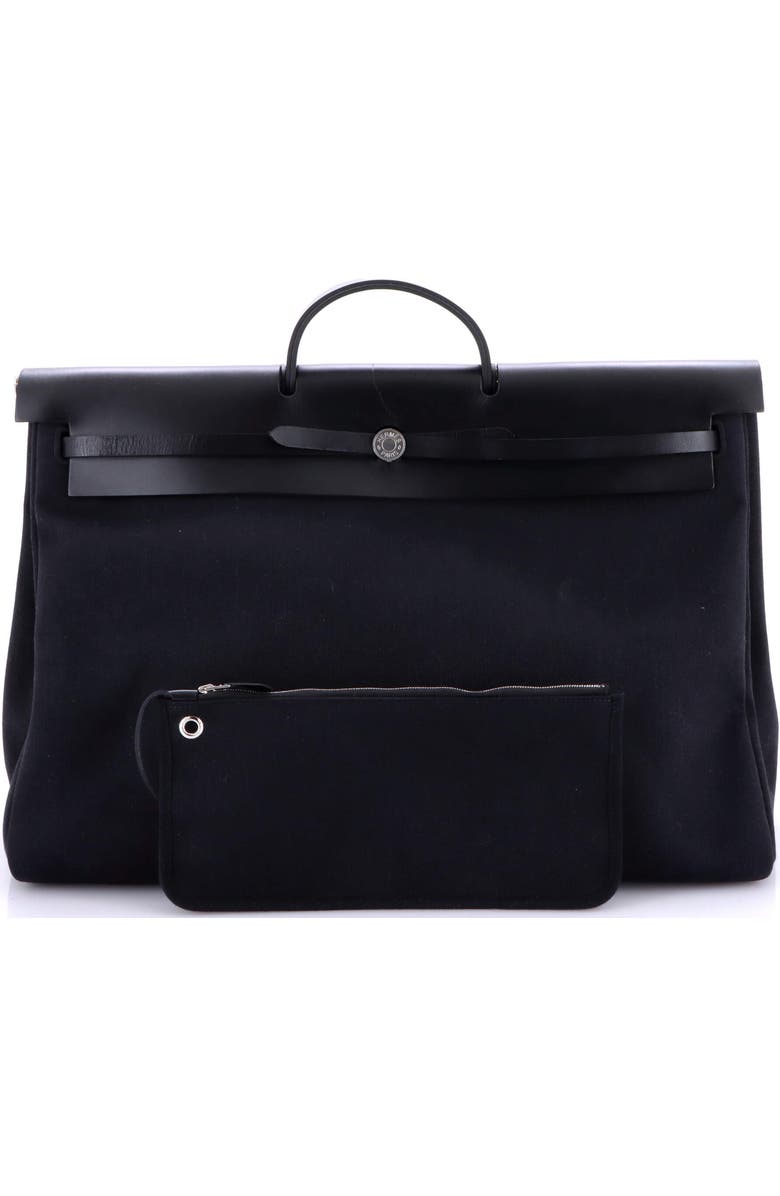 Pre-Owned Hermes Herbag Zip Leather and Toile 50, Alternate, color, Noir