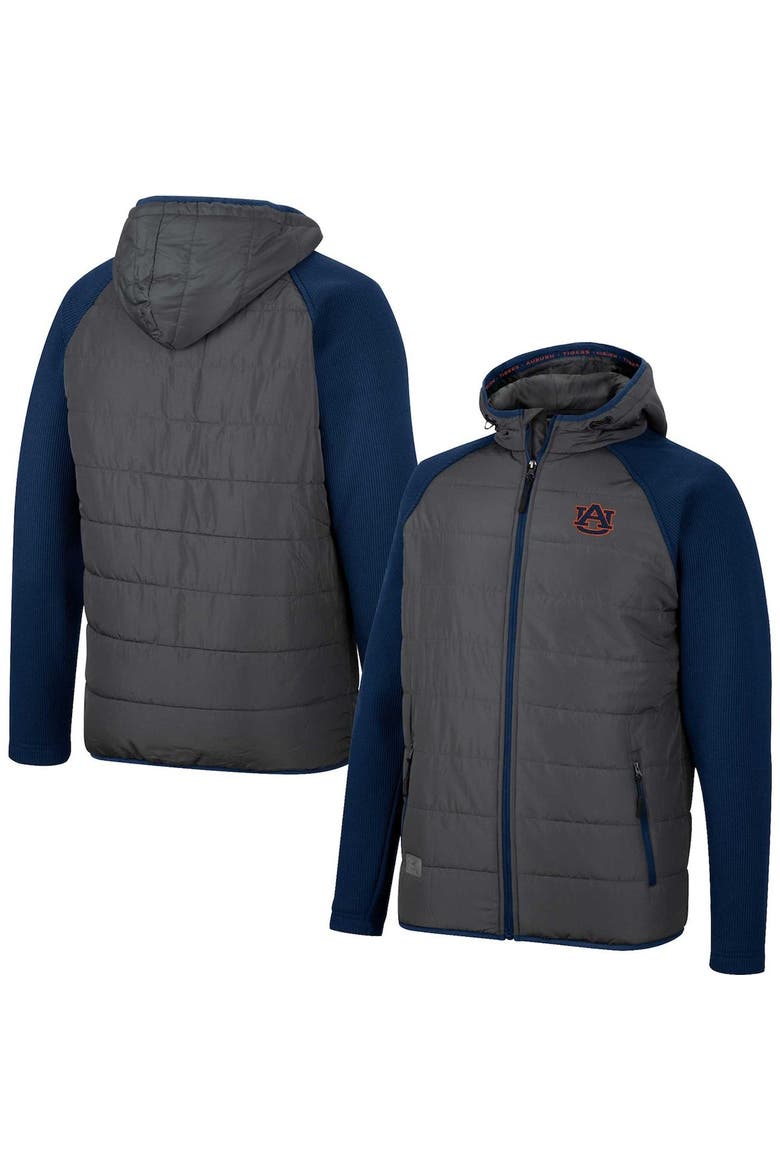 Men's Colosseum Charcoal/Navy Auburn Tigers Good On You Raglan Full-Zip Jacket, Main, color, Charcoal
