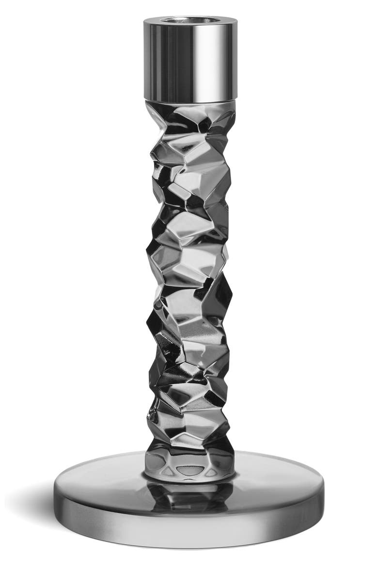 Carat Small Crystal & Stainless Steel Candlestick, Main, color, CHARCOAL