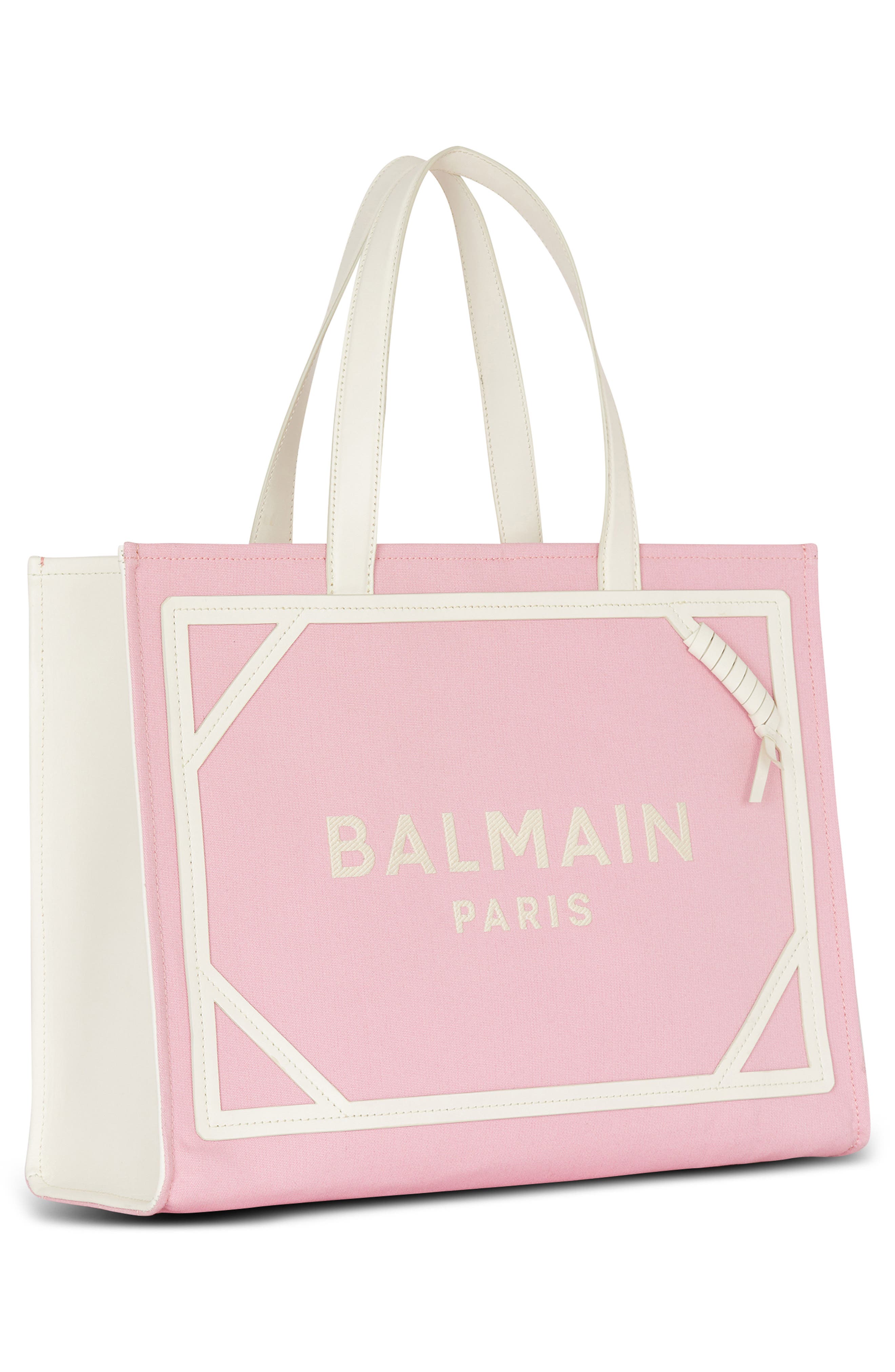 Balmain Medium B-Army Logo Canvas Shopper Tote, Alternate, color, 