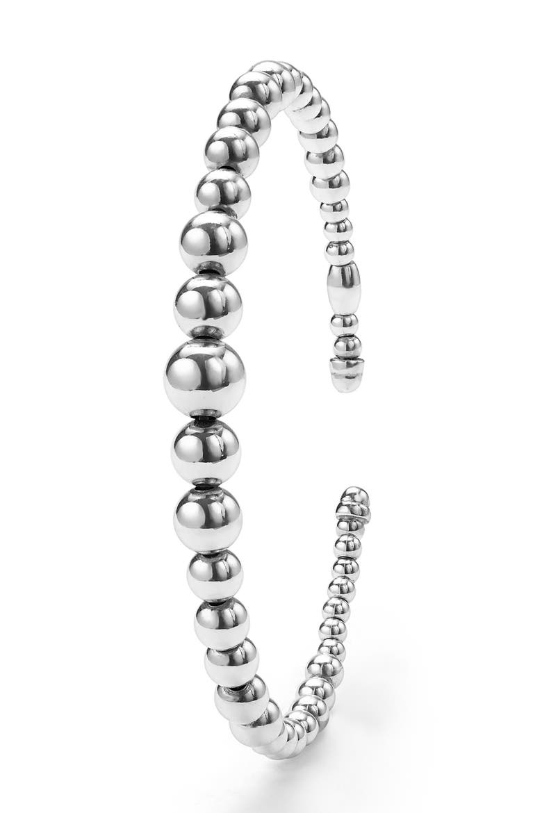 Caviar Bubbly Cuff Bracelet, Alternate, color, STERLING SILVER
