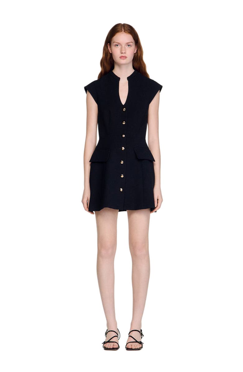 SANDRO Mini Tailored Dress, Main, color, Black