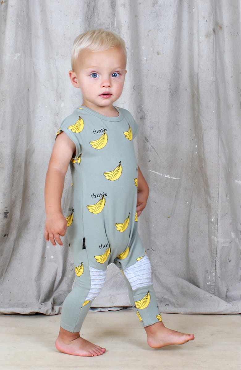 TINY TRIBE That's Bananas Jersey Romper, Alternate, color, 
