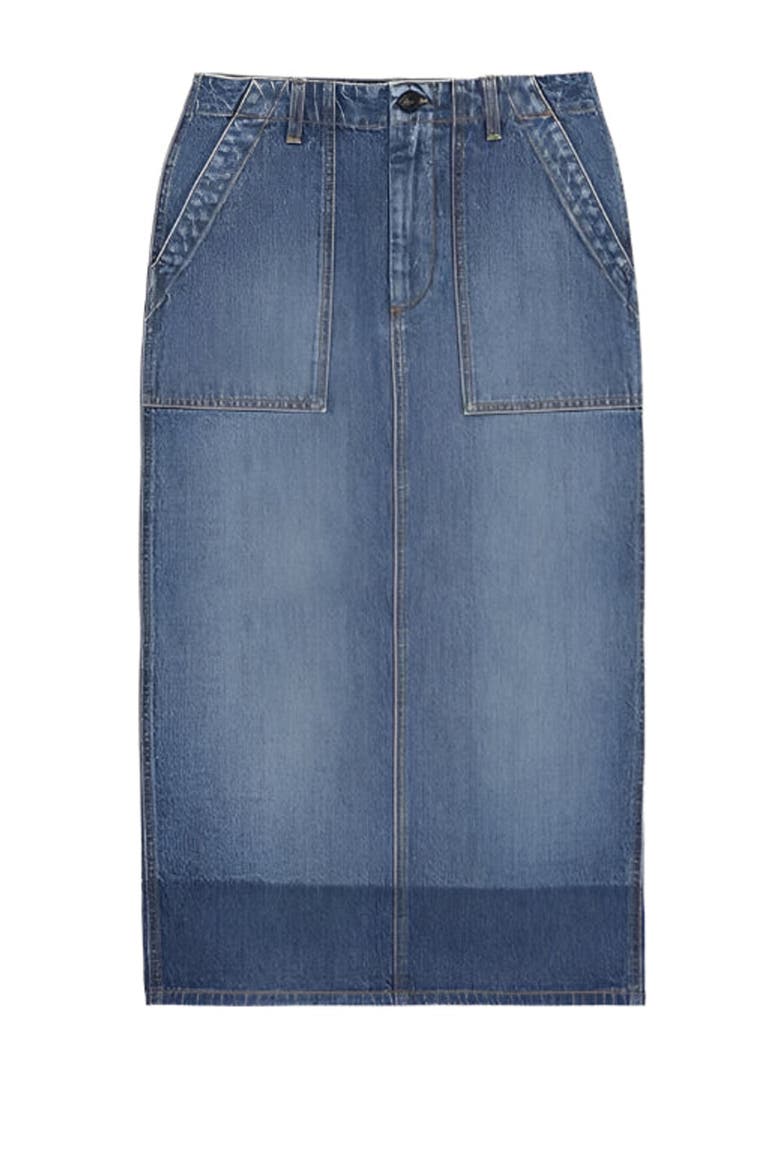 Jia Custom Wash Denim Fatigue Skirt, Main, color, D340
