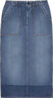 Fortela Jia Custom Wash Denim Fatigue Skirt