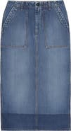 Fortela Jia Custom Wash Denim Fatigue Skirt