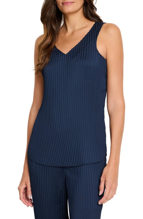 NIC+ZOE Crinkle Crepe Pleated Tank in Dark Indigo 