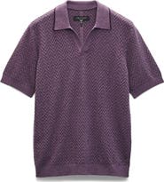 rag & bone Zuma Johnny Collar Chevron Terry Cloth Polo