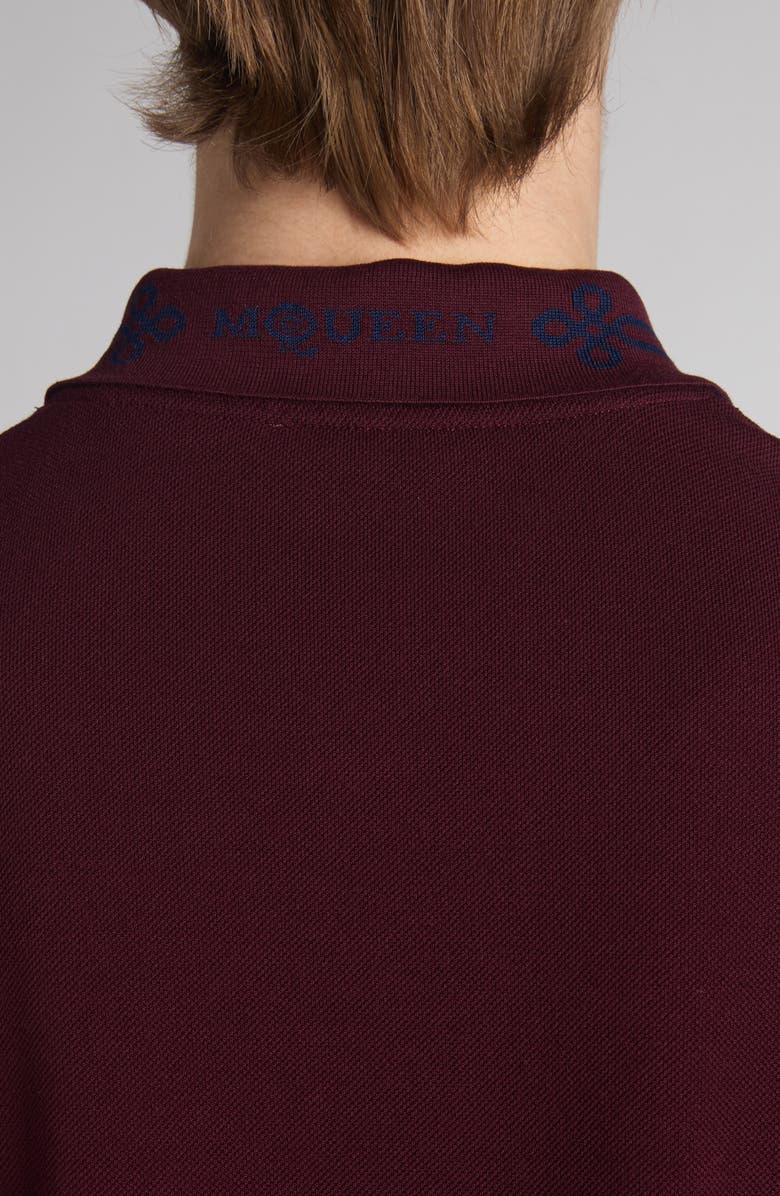 McQueen Logo Jacquard Collar Polo, Alternate, color, Bordeaux