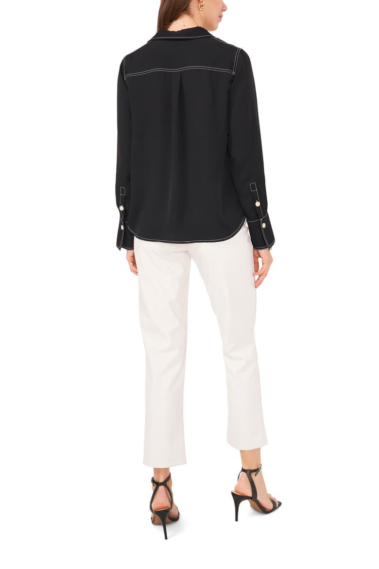 Topstitch Utility Button-Up Shirt, Alternate, color, RICH BLACK