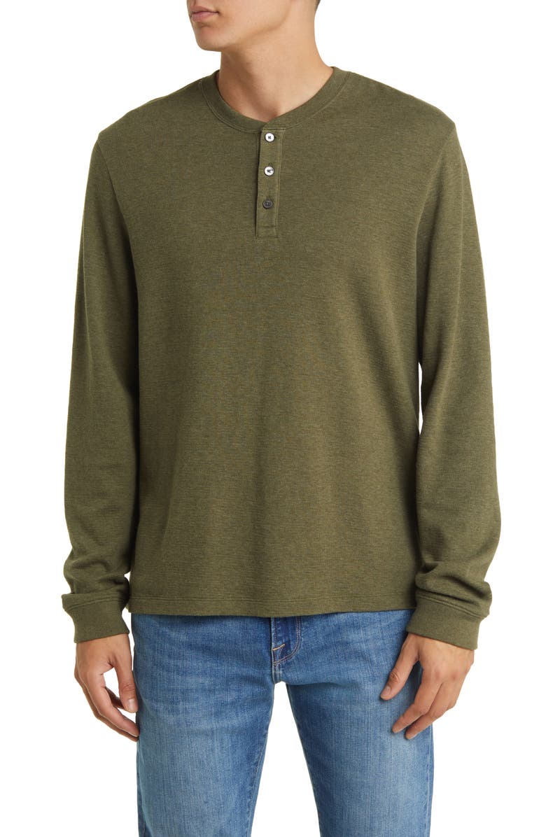 FRAME Duo Fold Henley, Main, color, Dark Olive Heather