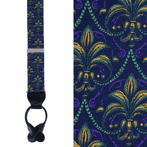 Trafalgar The French Quarter Fleur-de-lis Silk Novelty Button End Suspenders