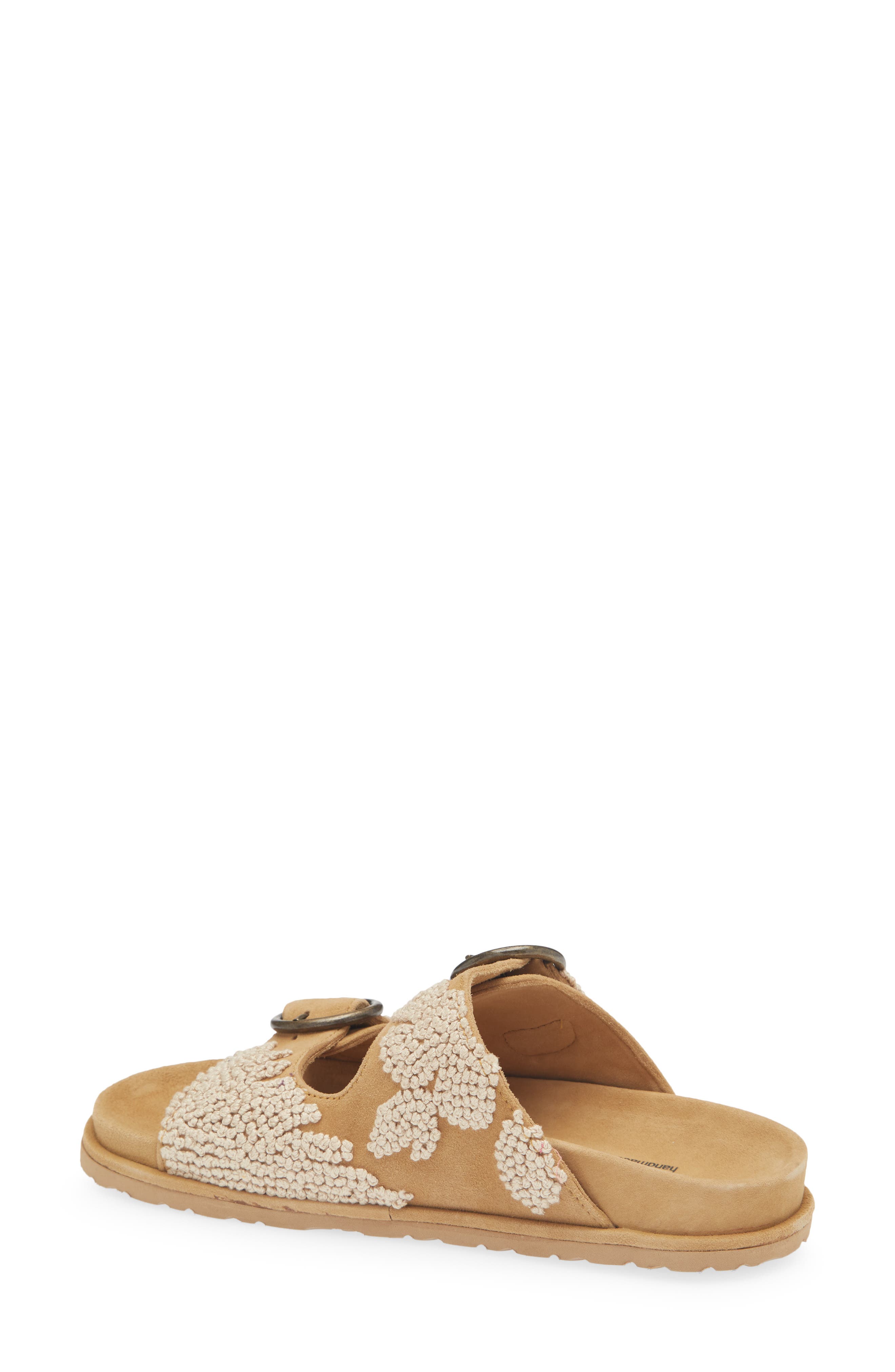 Clay Embroidered Slide Sandal, Alternate, color, SAFFRON SUEDE / NATURAL