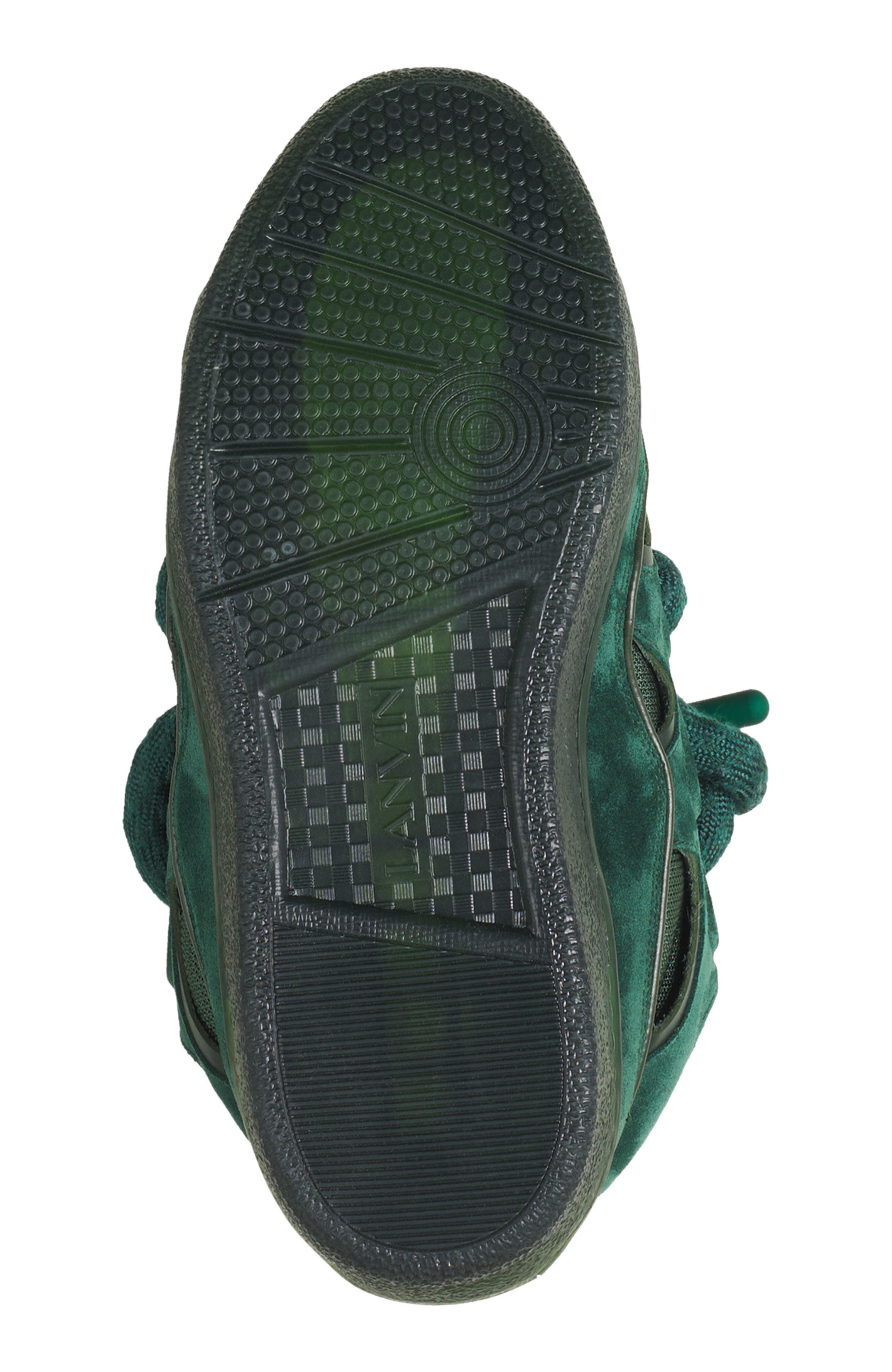 Lanvin Curb Sneakers In Leather With Snake Laces, Alternate, color, Green/Black