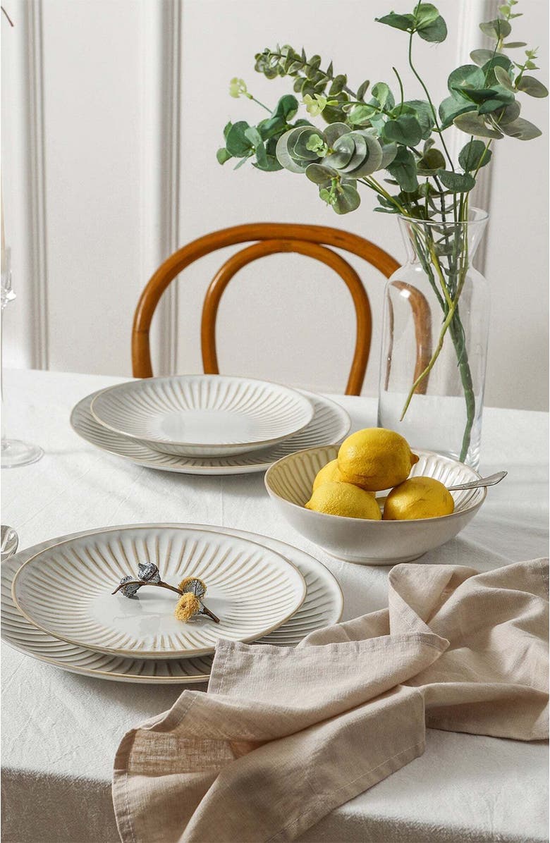 Stone Lain Linea Stoneware 12-Piece Dinnerware Set, Alternate, color, White 12-Piece