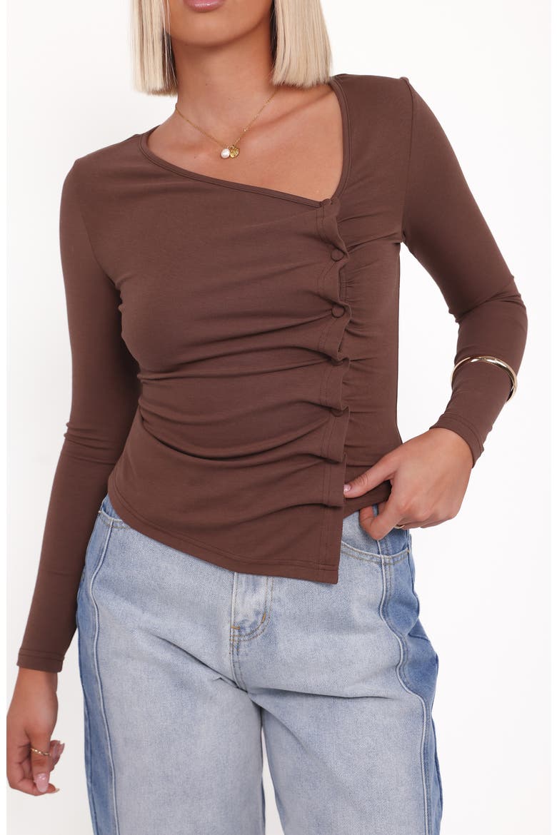 Ethel Asymmetric Knit Top, Alternate, color, CHOCOLATE