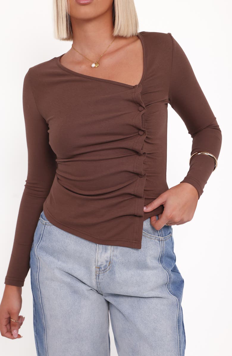 Petal & Pup Ethel Asymmetric Knit Top, Alternate, color, Chocolate
